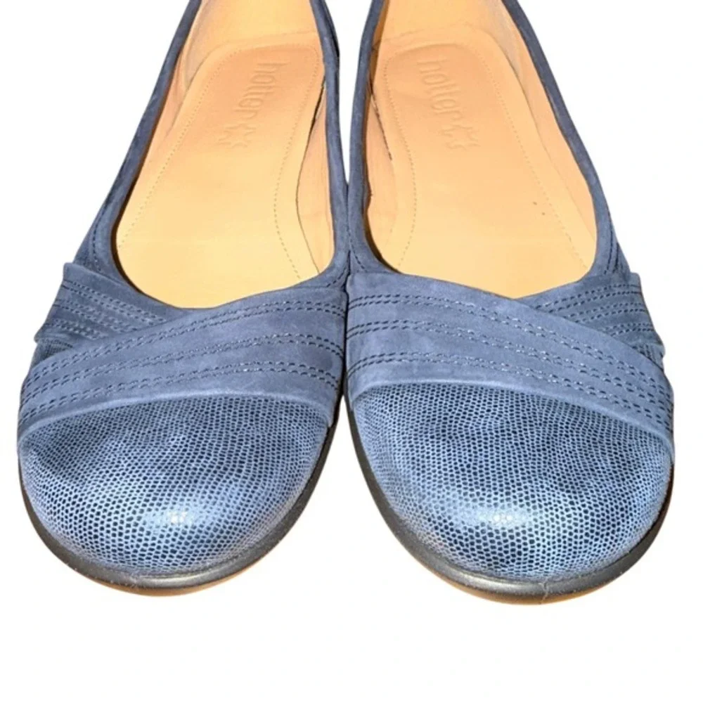 Hotter Natasha Flats Womens US 9 Pre-Owned Ballet Shoes Blue Snakeskin Embossed‎